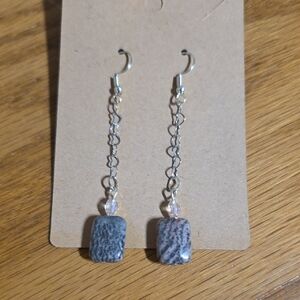 Pink Zebra Agate Elegant Silver Dangle Earrings